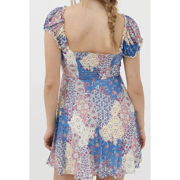 Urban Outfitters Audrey Floral Mesh Babydoll Coquette Patchwork Mini Dress, XXL - Picture 3 of 15